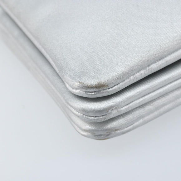 CELINE Shoulder Bag Leather Silver Auth BA11569