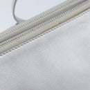 CELINE Shoulder Bag Leather Silver Auth BA11569-14