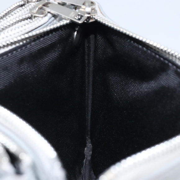 CELINE Shoulder Bag Leather Silver Auth BA11569