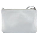 CELINE Shoulder Bag Leather Silver Auth BA11569-3