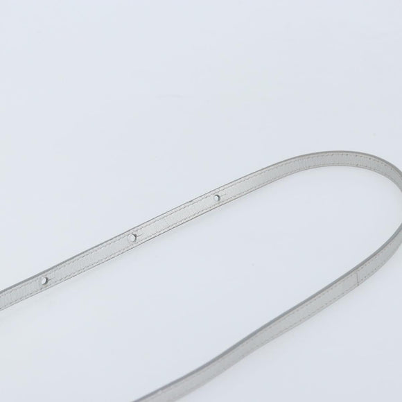 CELINE Shoulder Bag Leather Silver Auth BA11569