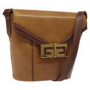 GIVENCHY Shoulder Bag Leather Brown Gold Auth BA1157-1