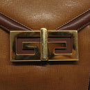 GIVENCHY Shoulder Bag Leather Brown Gold Auth BA1157-9