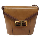 GIVENCHY Shoulder Bag Leather Brown Gold Auth BA1157-13