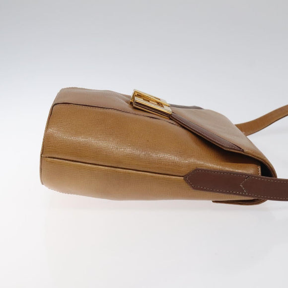 GIVENCHY Shoulder Bag Leather Brown Gold Auth BA1157