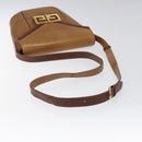 GIVENCHY Shoulder Bag Leather Brown Gold Auth BA1157-7