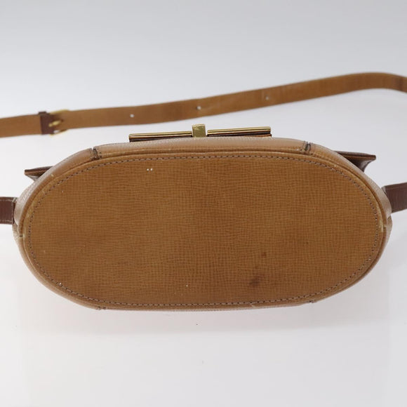 GIVENCHY Shoulder Bag Leather Brown Gold Auth BA1157