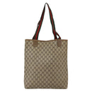 GUCCI GG Supreme Web Sherry Line Tote Bag PVC Beige Red 39 02 0031 Auth BA11570-3