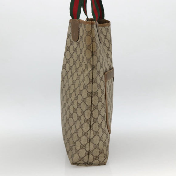 GUCCI GG Supreme Web Sherry Line Tote Bag PVC Beige Red 39 02 0031 Auth BA11570