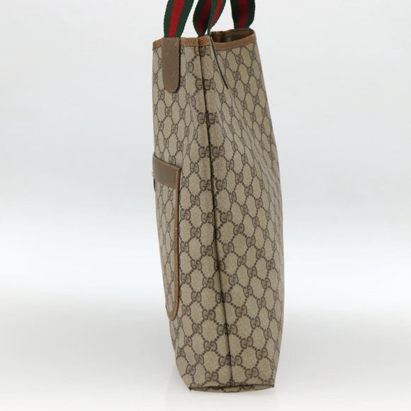 GUCCI GG Supreme Web Sherry Line Tote Bag PVC Beige Red 39 02 0031 Auth BA11570
