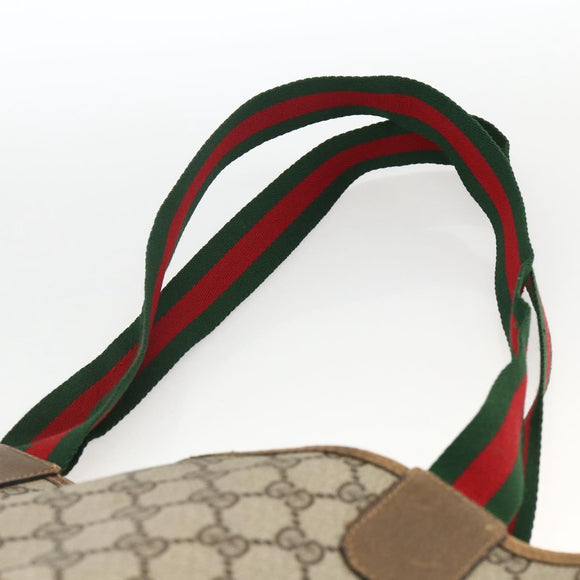 GUCCI GG Supreme Web Sherry Line Tote Bag PVC Beige Red 39 02 0031 Auth BA11570