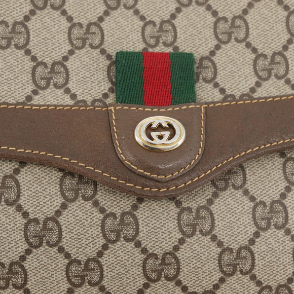 GUCCI GG Supreme Web Sherry Line Bag PVC Beige Gold 904 02 084 Auth BA11571