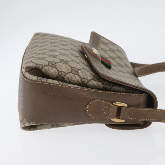 GUCCI GG Supreme Web Sherry Line Bag PVC Beige Gold 904 02 084 Auth BA11571