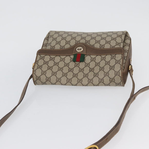 GUCCI GG Supreme Web Sherry Line Bag PVC Beige Gold 904 02 084 Auth BA11571