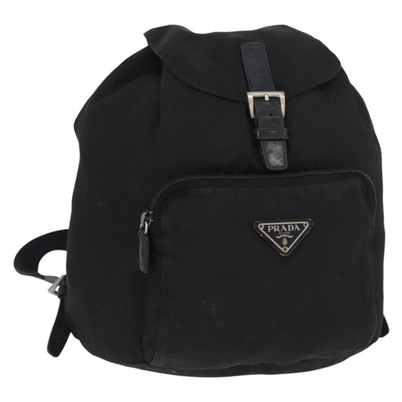 PRADA Backpack Nylon Black Silver Auth BA11574