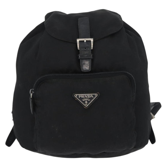PRADA Backpack Nylon Black Silver Auth BA11574