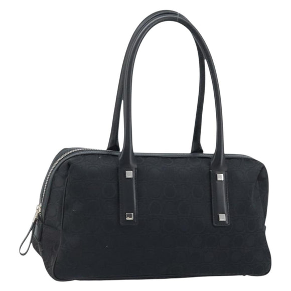 Salvatore Ferragamo Hand Bag Canvas Black Silver Auth BA11576