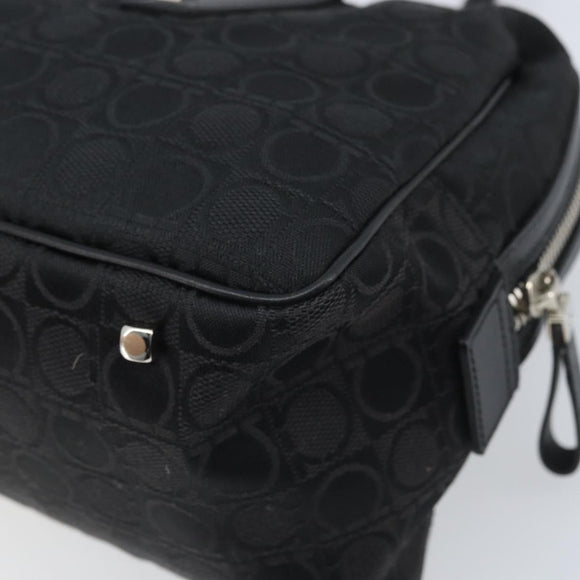 Salvatore Ferragamo Hand Bag Canvas Black Silver Auth BA11576
