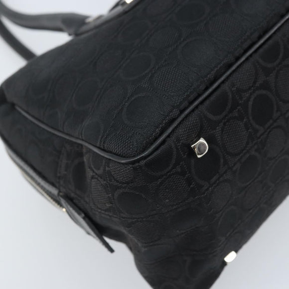 Salvatore Ferragamo Hand Bag Canvas Black Silver Auth BA11576