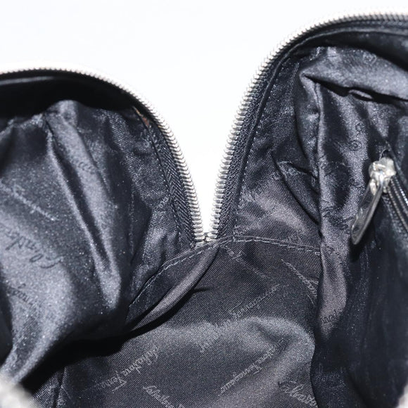 Salvatore Ferragamo Hand Bag Canvas Black Silver Auth BA11576