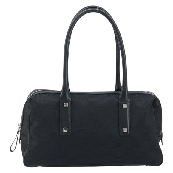 Salvatore Ferragamo Hand Bag Canvas Black Silver Auth BA11576