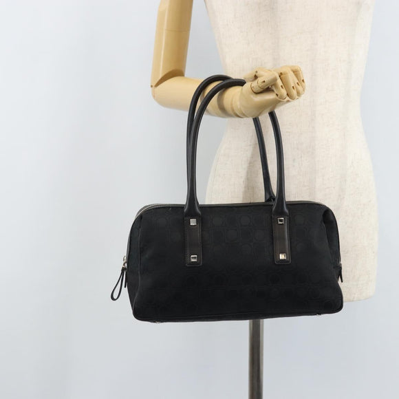 Salvatore Ferragamo Hand Bag Canvas Black Silver Auth BA11576