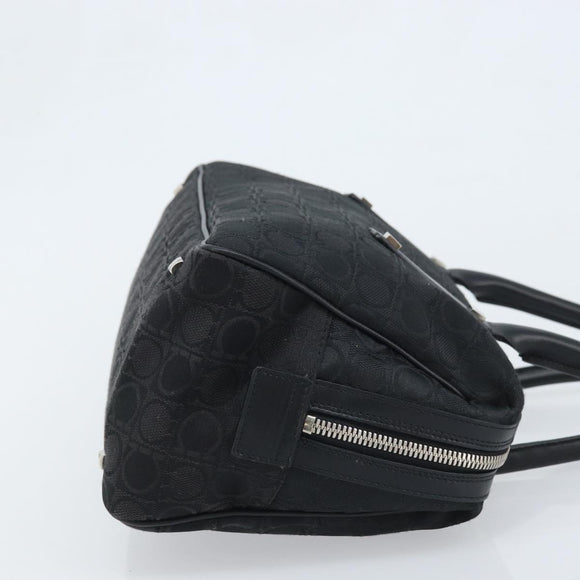 Salvatore Ferragamo Hand Bag Canvas Black Silver Auth BA11576