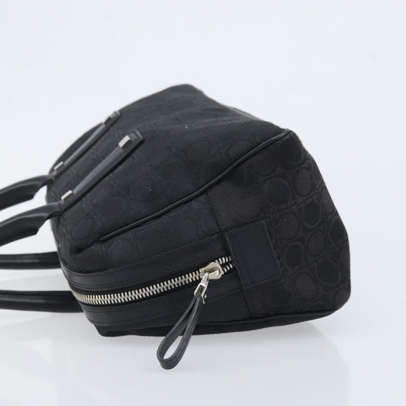 Salvatore Ferragamo Hand Bag Canvas Black Silver Auth BA11576