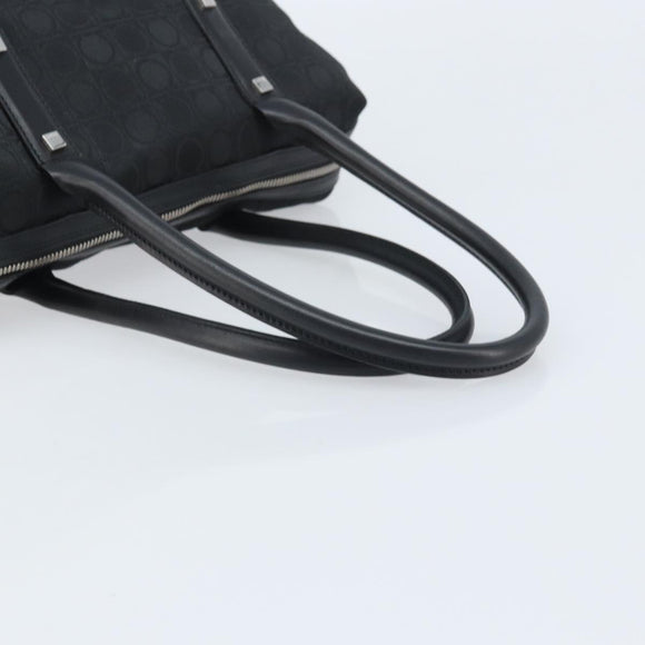 Salvatore Ferragamo Hand Bag Canvas Black Silver Auth BA11576