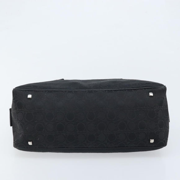 Salvatore Ferragamo Hand Bag Canvas Black Silver Auth BA11576