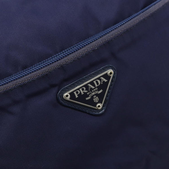 PRADA Shoulder Bag Nylon Navy Silver Auth BA11578