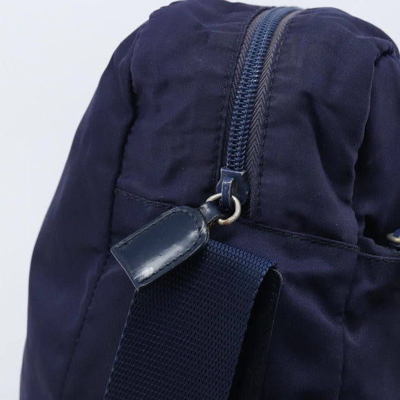 PRADA Shoulder Bag Nylon Navy Silver Auth BA11578