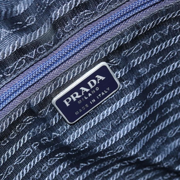 PRADA Shoulder Bag Nylon Navy Silver Auth BA11578