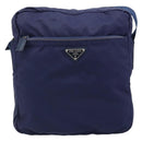 PRADA Shoulder Bag Nylon Navy Silver Auth BA11578-13