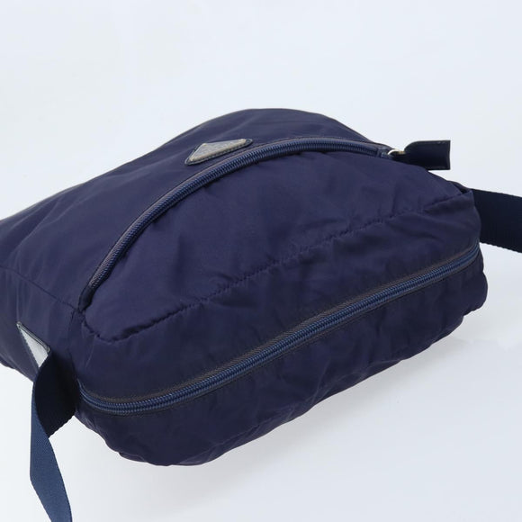 PRADA Shoulder Bag Nylon Navy Silver Auth BA11578