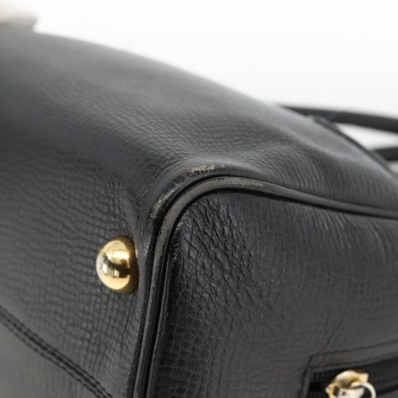Christian Dior Hand Bag Leather Black Gold Auth BA11579A