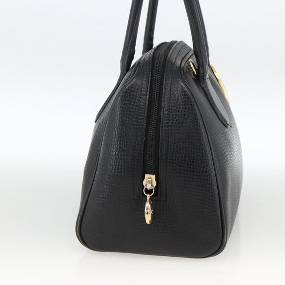 Christian Dior Hand Bag Leather Black Gold Auth BA11579A