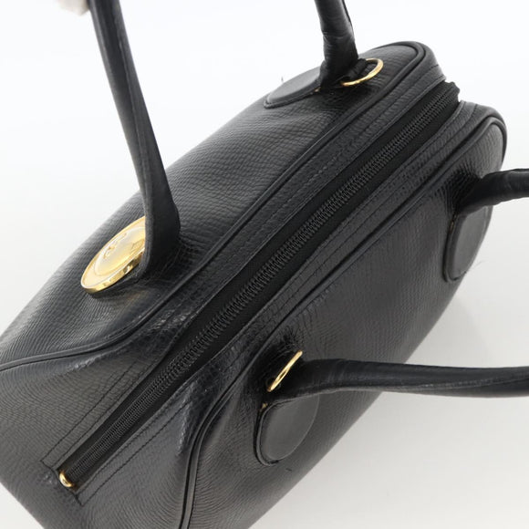Christian Dior Hand Bag Leather Black Gold Auth BA11579A