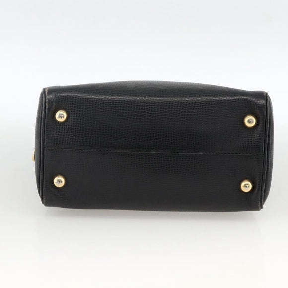 Christian Dior Hand Bag Leather Black Gold Auth BA11579A