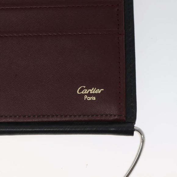 CARTIER Hand Long Wallet Leather Black Auth BA1158