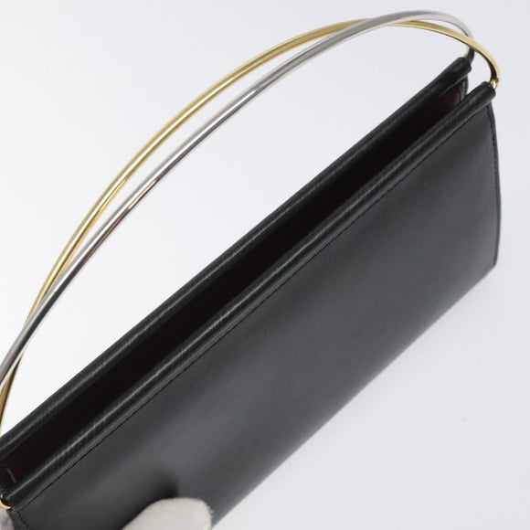 CARTIER Hand Long Wallet Leather Black Auth BA1158