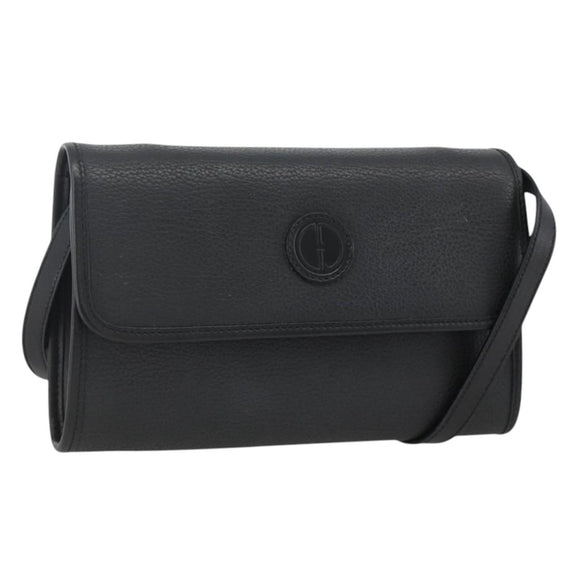 GUCCI Shoulder Bag Leather Black Gold 004 115 3410 Auth BA11580