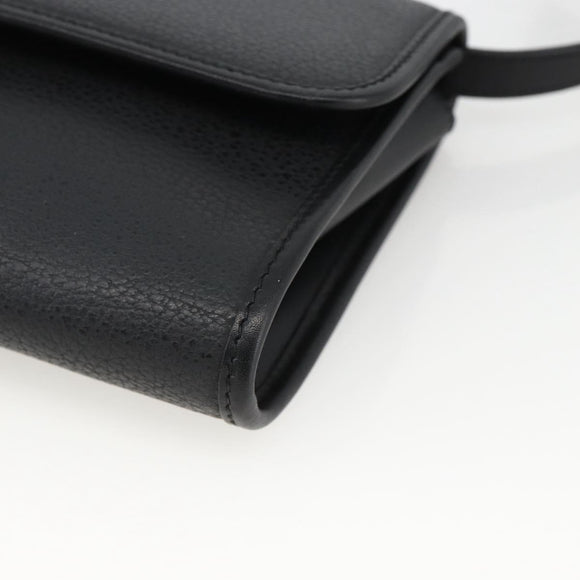 GUCCI Shoulder Bag Leather Black Gold 004 115 3410 Auth BA11580