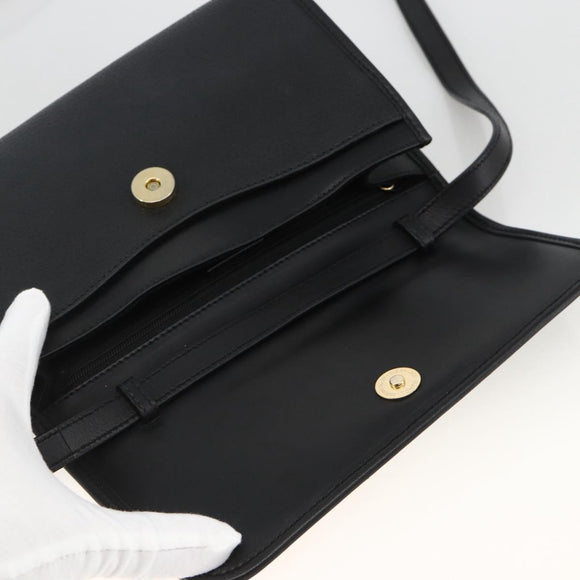 GUCCI Shoulder Bag Leather Black Gold 004 115 3410 Auth BA11580