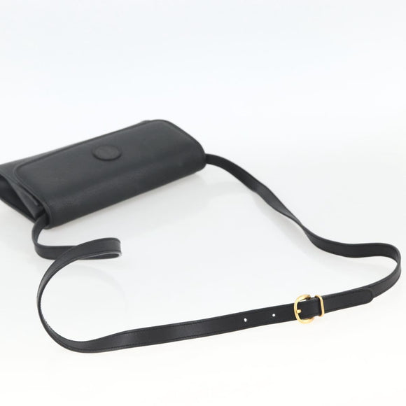 GUCCI Shoulder Bag Leather Black Gold 004 115 3410 Auth BA11580