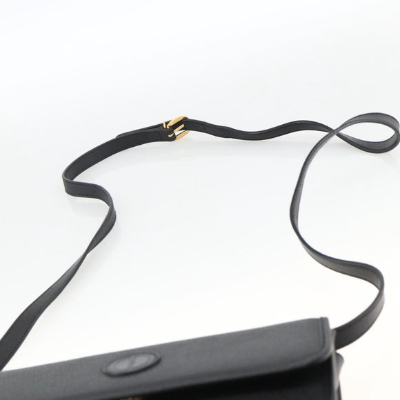 GUCCI Shoulder Bag Leather Black Gold 004 115 3410 Auth BA11580