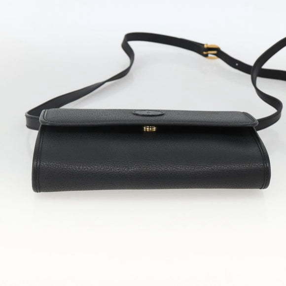 GUCCI Shoulder Bag Leather Black Gold 004 115 3410 Auth BA11580
