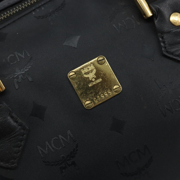 MCM Logogram Vicetos Hand Bag PVC Black Gold Auth BA11589