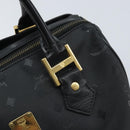 MCM Logogram Vicetos Hand Bag PVC Black Gold Auth BA11589-10
