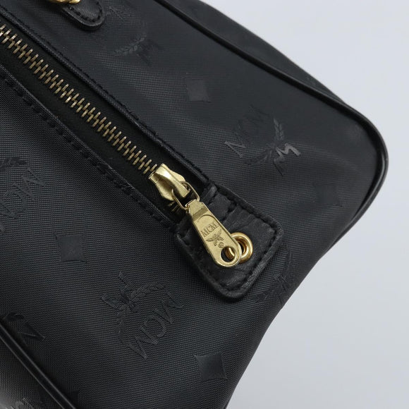 MCM Logogram Vicetos Hand Bag PVC Black Gold Auth BA11589